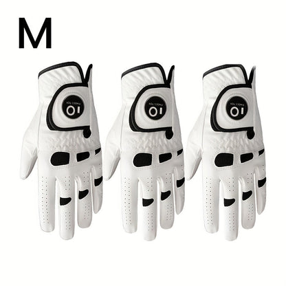 Men's Golf Glove Left Hand 3 Pack with Ball Marker – WeatherSof Soft Grip Cabretta-Style Golf Gloves for Men, Buckle Closure