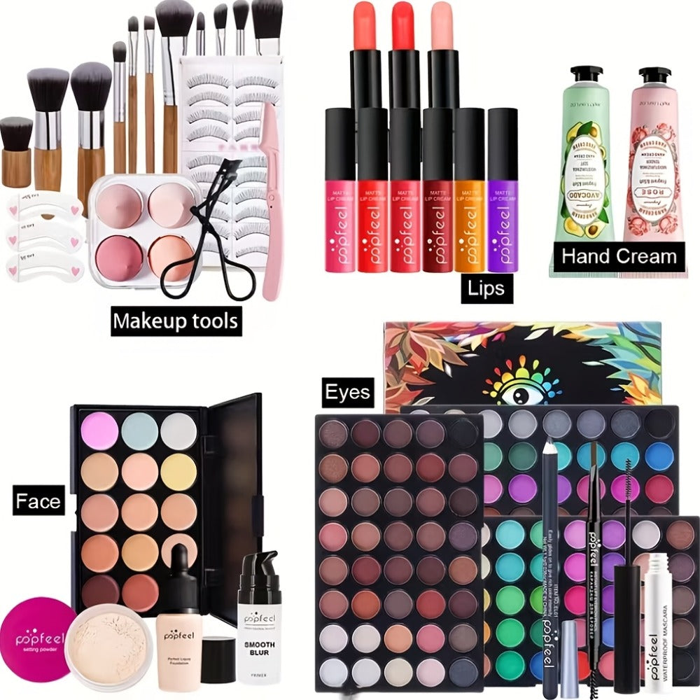 Full Face Makeup Kit All-in-One Complete Beauty Set with Foundation Blush Eyeshadow Palette Mascara & Brush