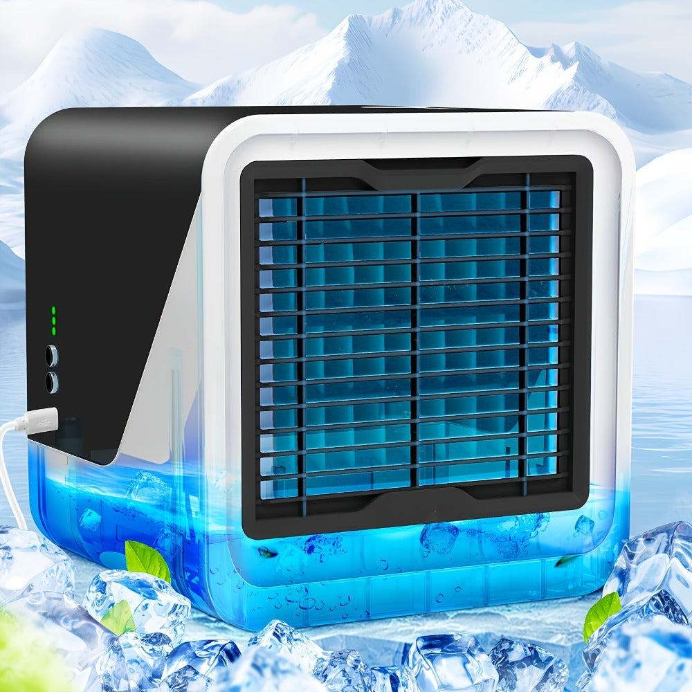 Portable Mini Air Conditioner Fan, Personal Evaporative Cooler with 3-Speed Settings & Timer, Quiet Desktop Cooling Fan for Room