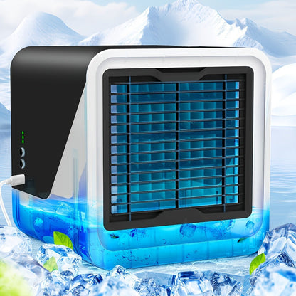 Portable Mini Air Conditioner Fan, Personal Evaporative Cooler with 3-Speed Settings & Timer, Quiet Desktop Cooling Fan for Room