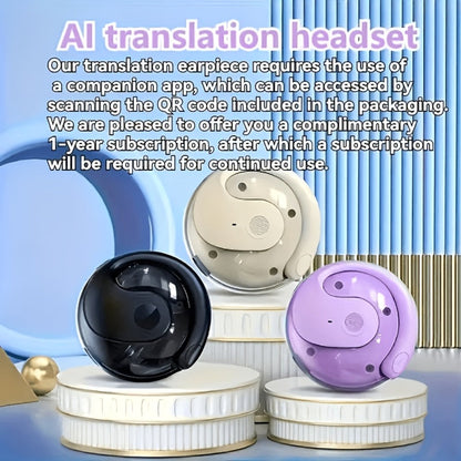 100 Language Real-Time Translation TWS Earphones Coconut Ball Pendant Wireless Earbuds for Bedside Audio, Alarms and Room Entertainment
