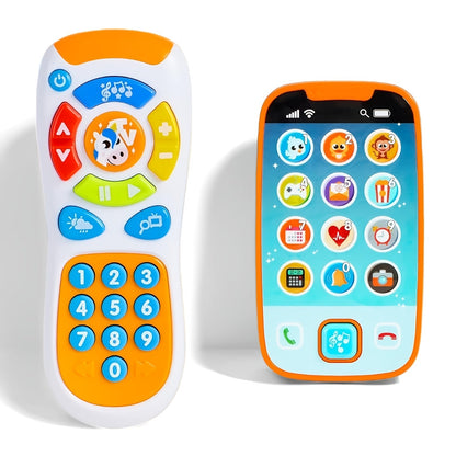 Baby Smartphone & Remote Control Toy Set with Horse, Pretend Play Phone with Music, Sound Effects & Learning Features