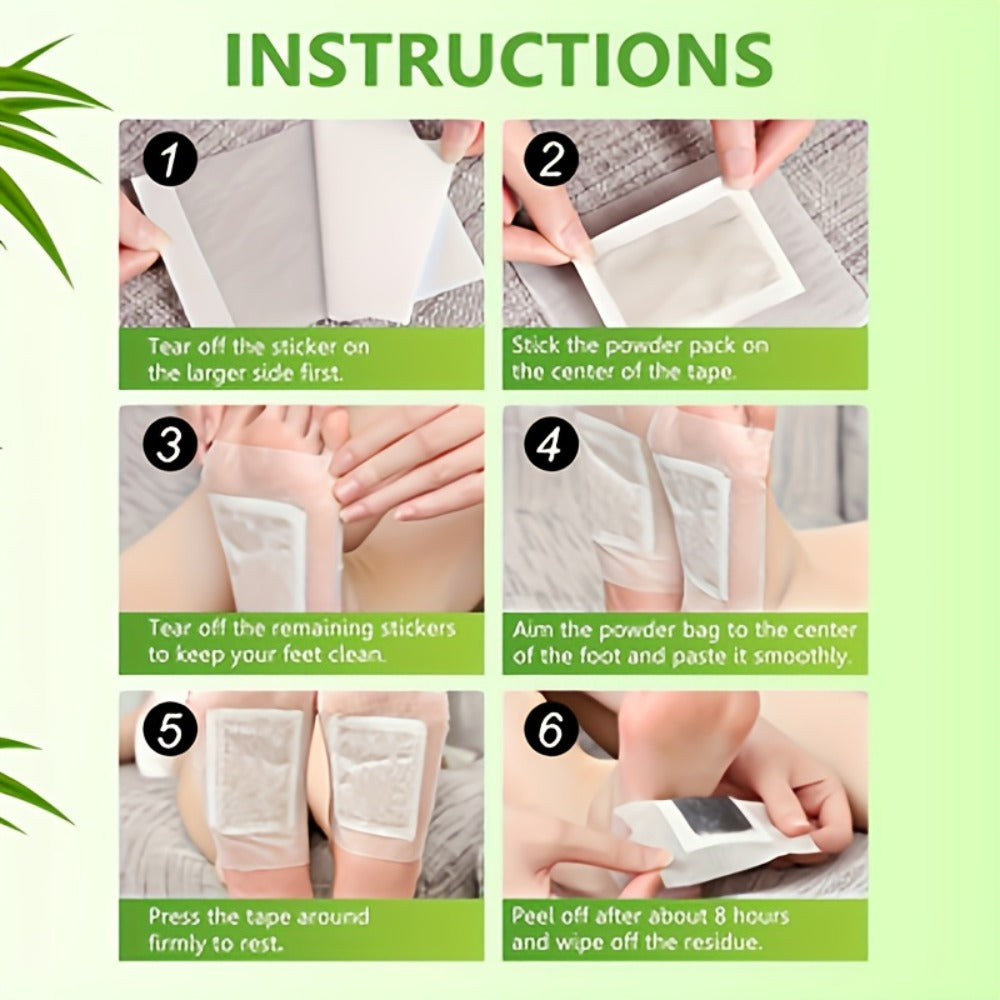 Foot Detox Patches Bamboo Charcoal & Ginger 50pcs 5 Bags – Deep Cleansing Overnight Foot Pads for Toxin Removal