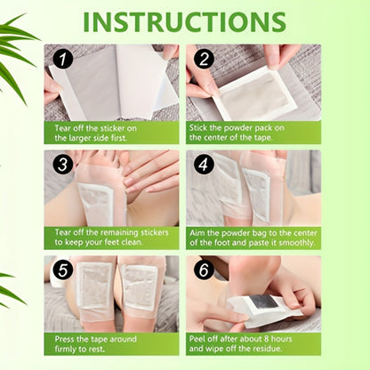 Foot Detox Patches Bamboo Charcoal & Ginger 50pcs 5 Bags – Deep Cleansing Overnight Foot Pads for Toxin Removal