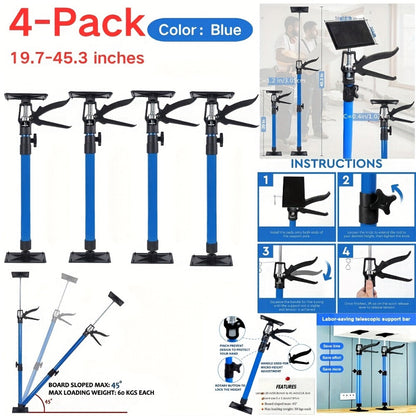 Adjustable Steel Support Rods for Drywall & Cabinet Installation, Extendable Construction Support Poles 19.7"-45.3" / 45"-114"