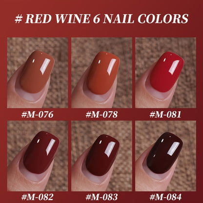 Gel Nail Polish Set with XEIJAYI Label, 6 Nude Pink Jelly Colors in Shades 76, 78 and 81 to 84