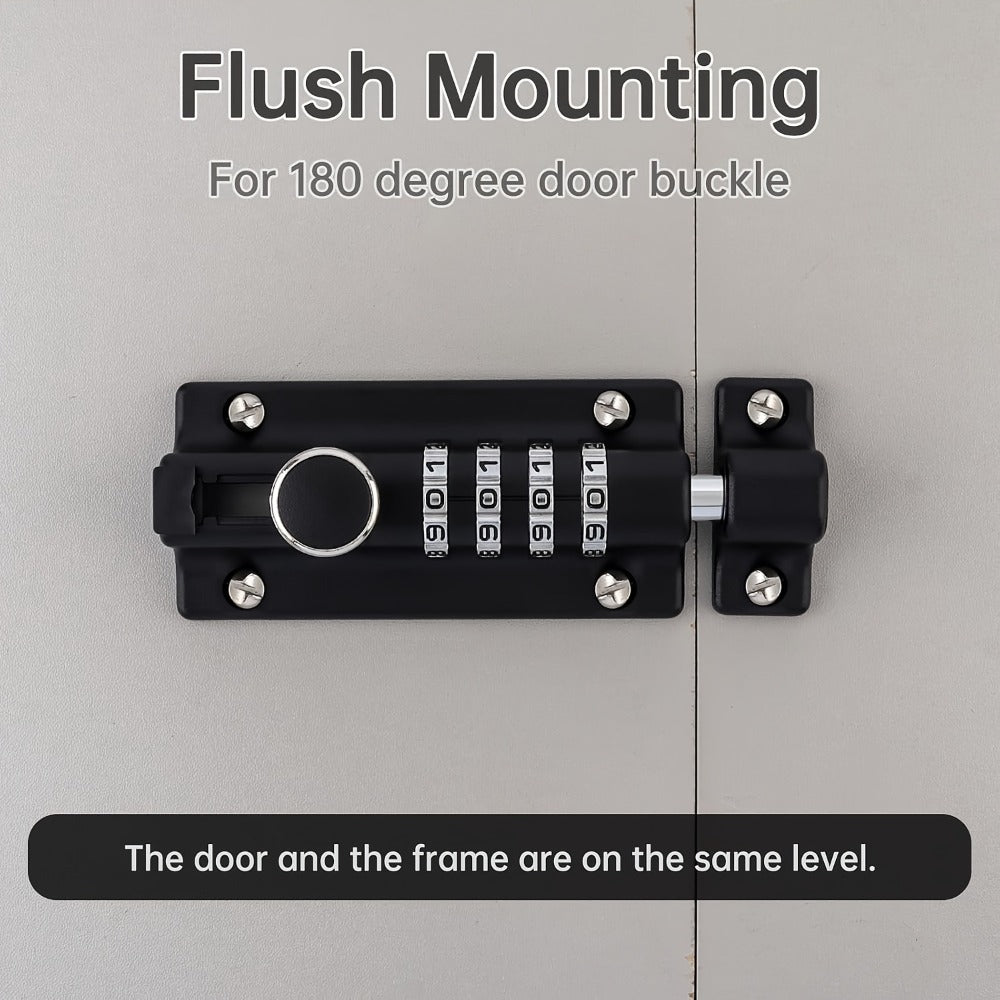 Combination Bolt Lock 4-Digit Zinc Alloy Sliding Security Lock for Entryways, Bedrooms and Living Spaces