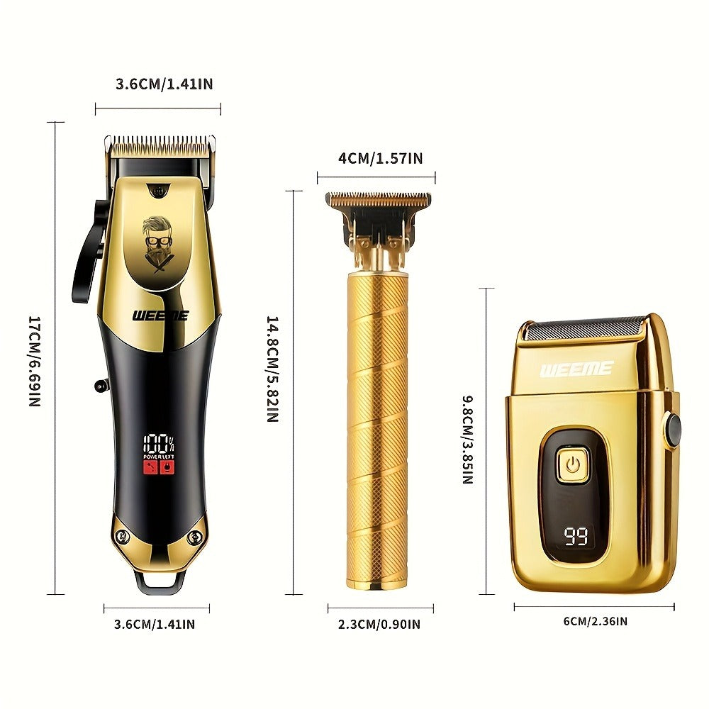 Men's Professional Hair Clipper and Trimmer Set Wireless USB Rechargeable Hair Cutting Kit for Hair and Beard Precise Grooming Gift for Dad
