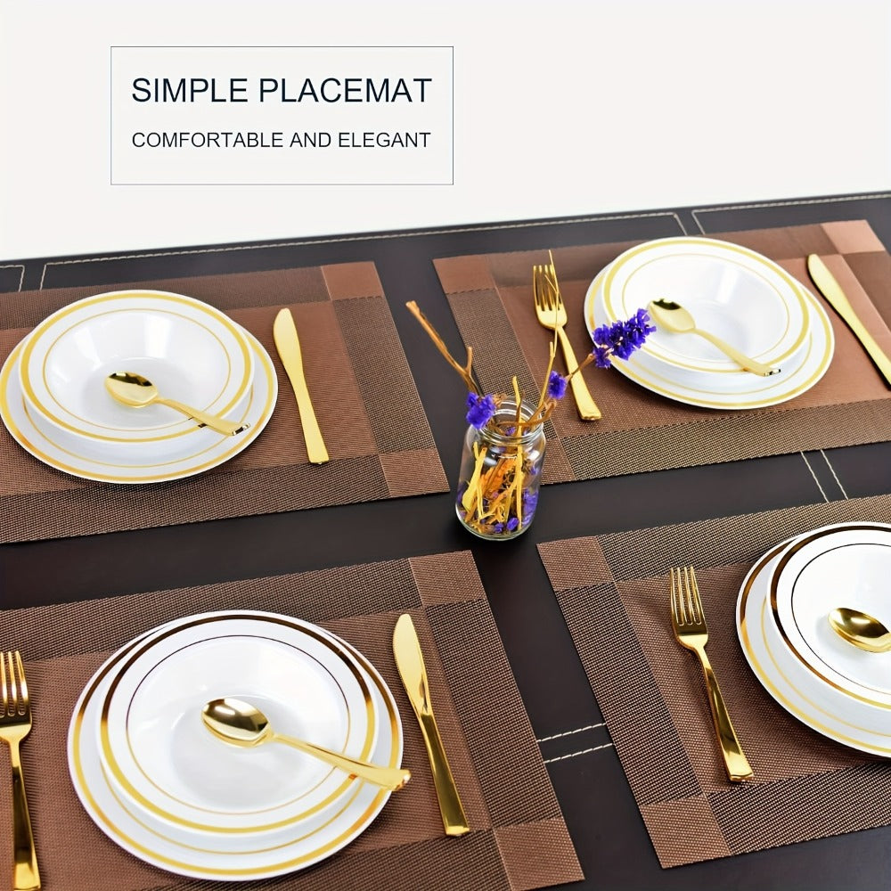 PVC Placemats Set of 6 Heat Resistant Non-Slip Washable Table Mats for Kitchen Dining Table, Easy Clean Vinyl Dinner Mats 11.8x17.7 Inch
