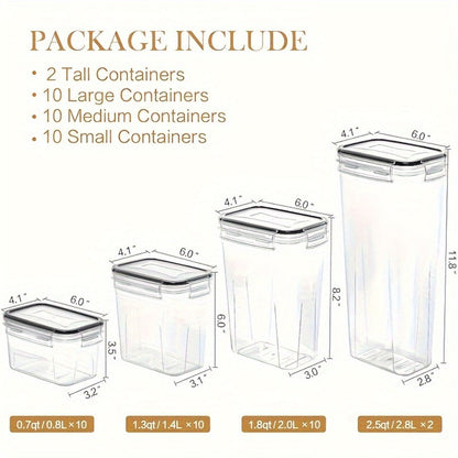 Pantry Canister Food Storage Organizer 64-Piece Plastic Set with Labels and Marker for Kitchen and Pantry Organization