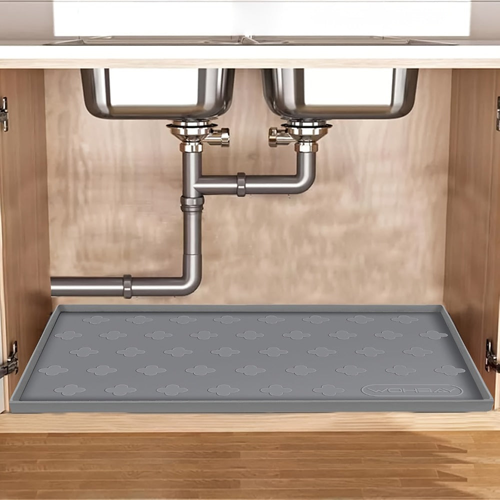 Silicone Under Sink Mat 34" x 22" Food Grade Cabinet Liner, Honeycomb Pattern Drip Tray for Kitchen Bathroom Cabinet Organizer