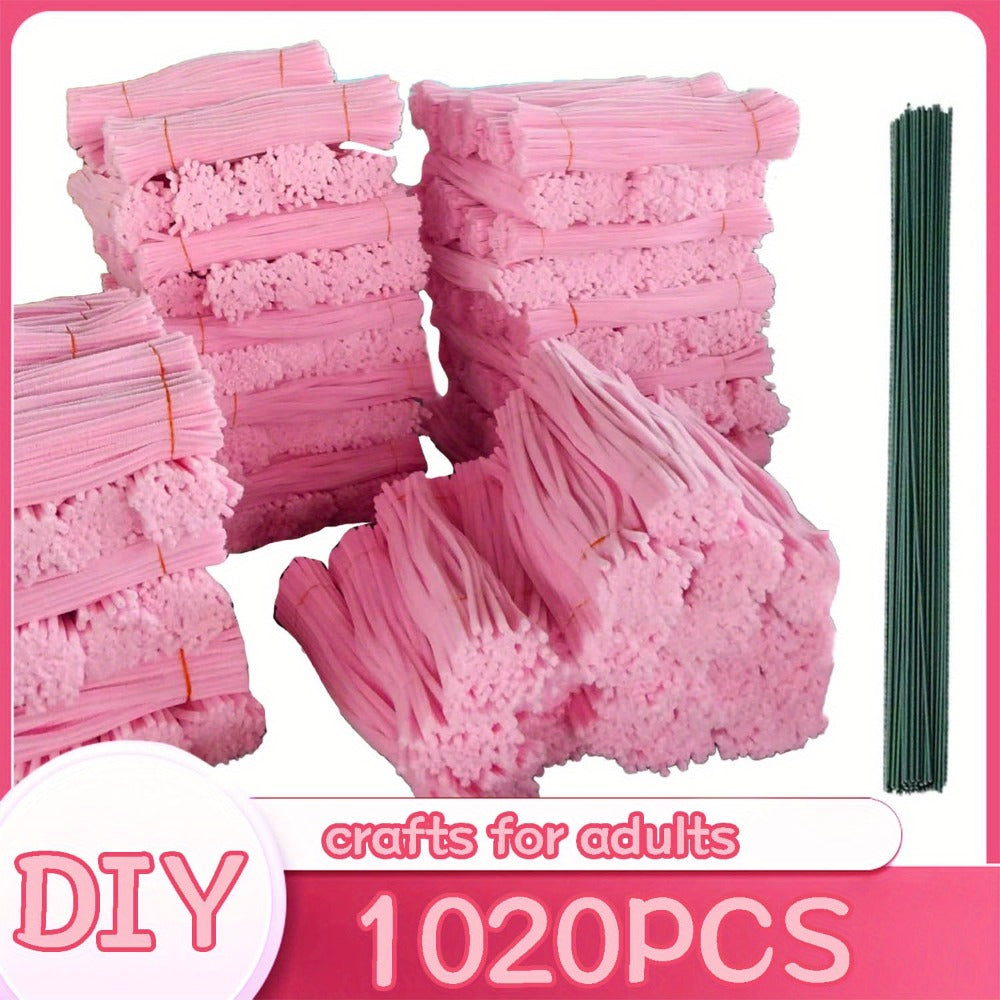 Pipe Cleaners 1020pcs Chenille Stems 20 Colors, Upgraded Thick Fuzzy Sticks with Patterned Rods for Kids Adults Teachers