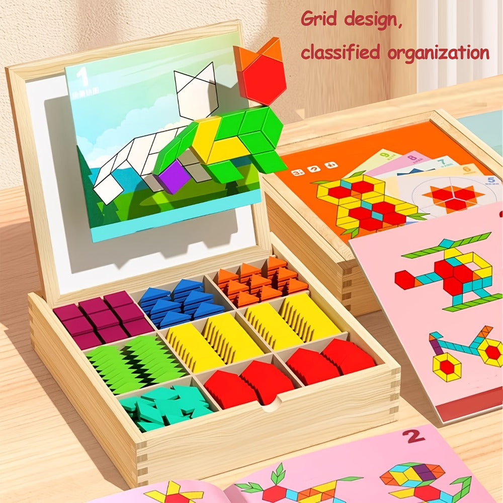 Magnetic Wooden Puzzle Board for Kids, 128/180/220/280 PCS Geometric Shape Recognition & Logical Thinking Toy