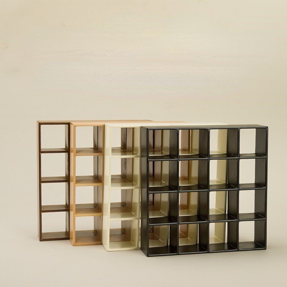 Dollhouse Miniature Display Cabinet 1:12 Scale 16-Compartment Modern Storage Shelf Organizer – Miniature Furniture Accessory for Dollhouse