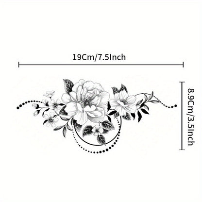 Temporary Tattoos, 10-Sheet Large Black Body Art Set with 60-Plus Floral, Ornamental and Symbol Motifs