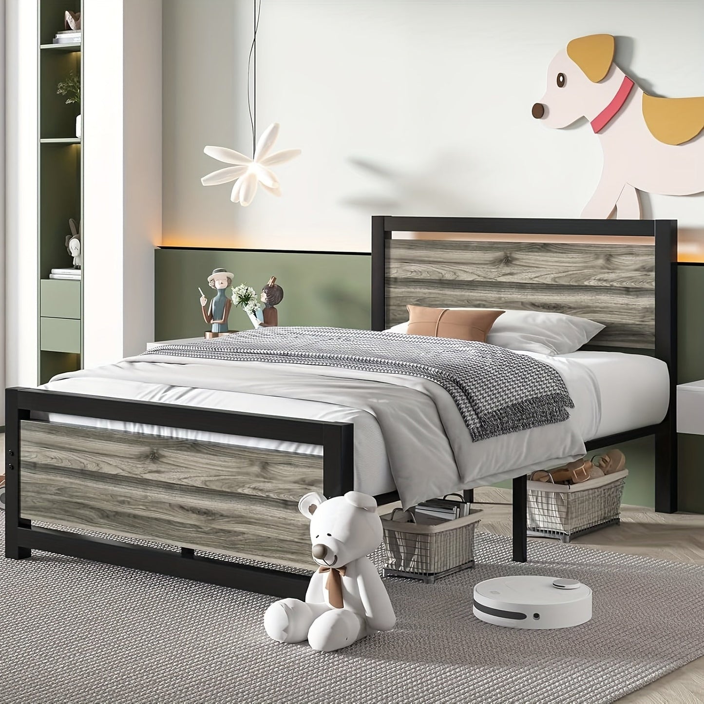 Bed Frames shown in the Twin-grey option