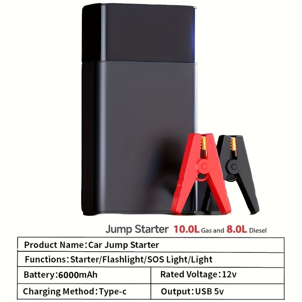 Upgraded 7-in-1 Portable Car Jump Starter – Multifunctional Emergency Battery Booster for 12V Vehicles Up to 2.64gal Gas / 2.38gal Diesel