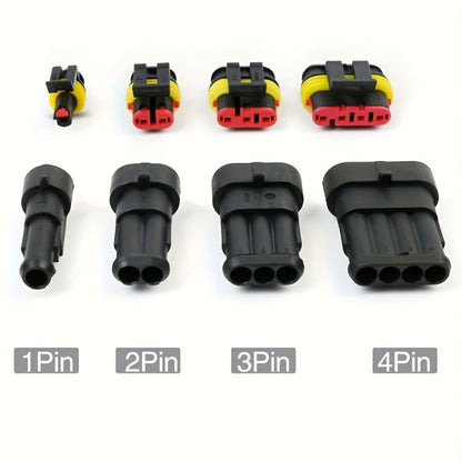 Automotive Connector Terminal Kit in 355-Piece or 352-Piece Set with 1- to 4-Pin Plugs and Seals