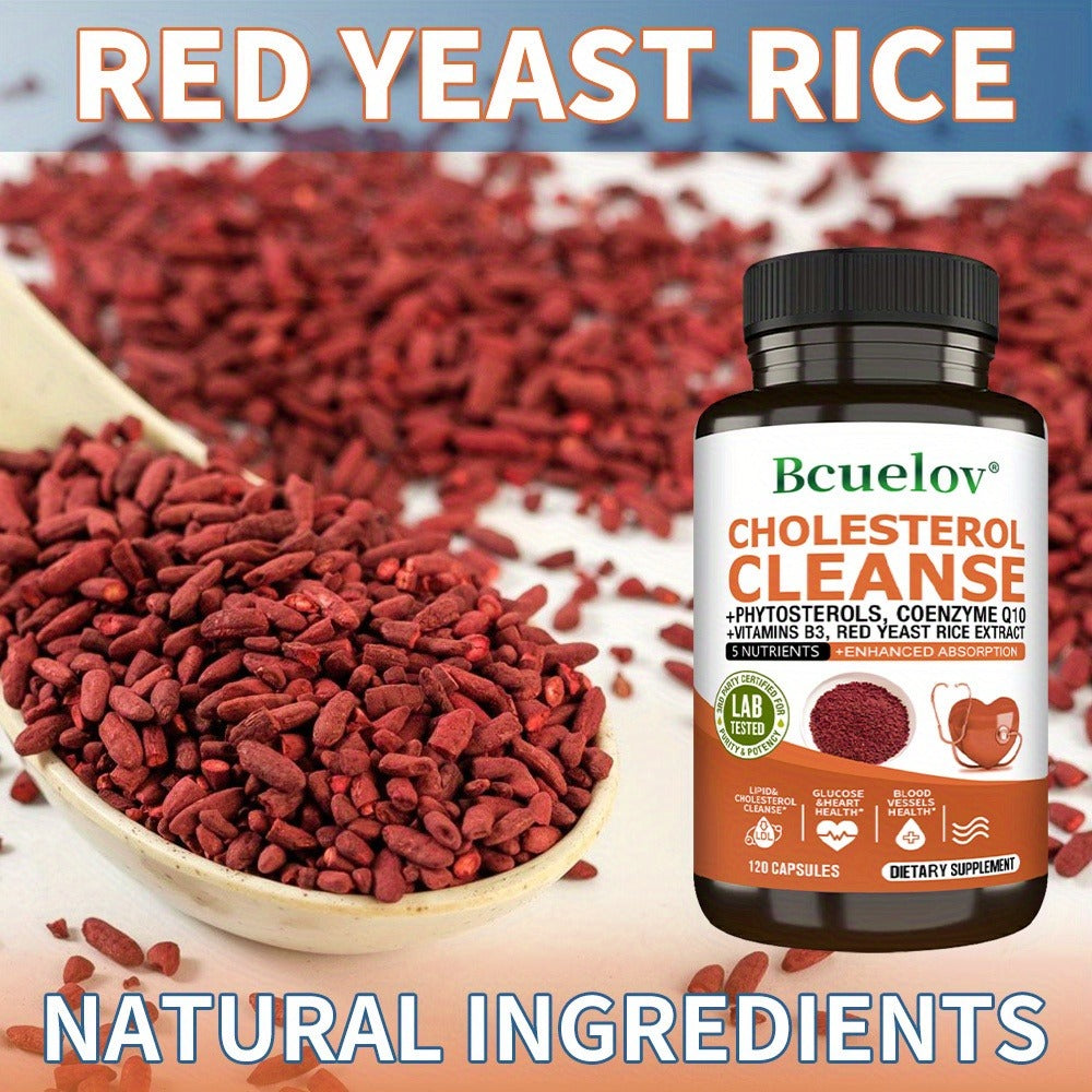 Herbal Supplement with Bcuelov Label, Phytosterols CoQ10 and Red Yeast Rice Capsules, 120 Count