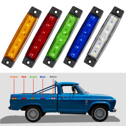 LED Side Marker Lights 20pcs 12V – 3.8" 6-LED Front Rear Indicator Lamps for Truck Trailer Lorry Bus Car | 10 Red & 10 Amber | High