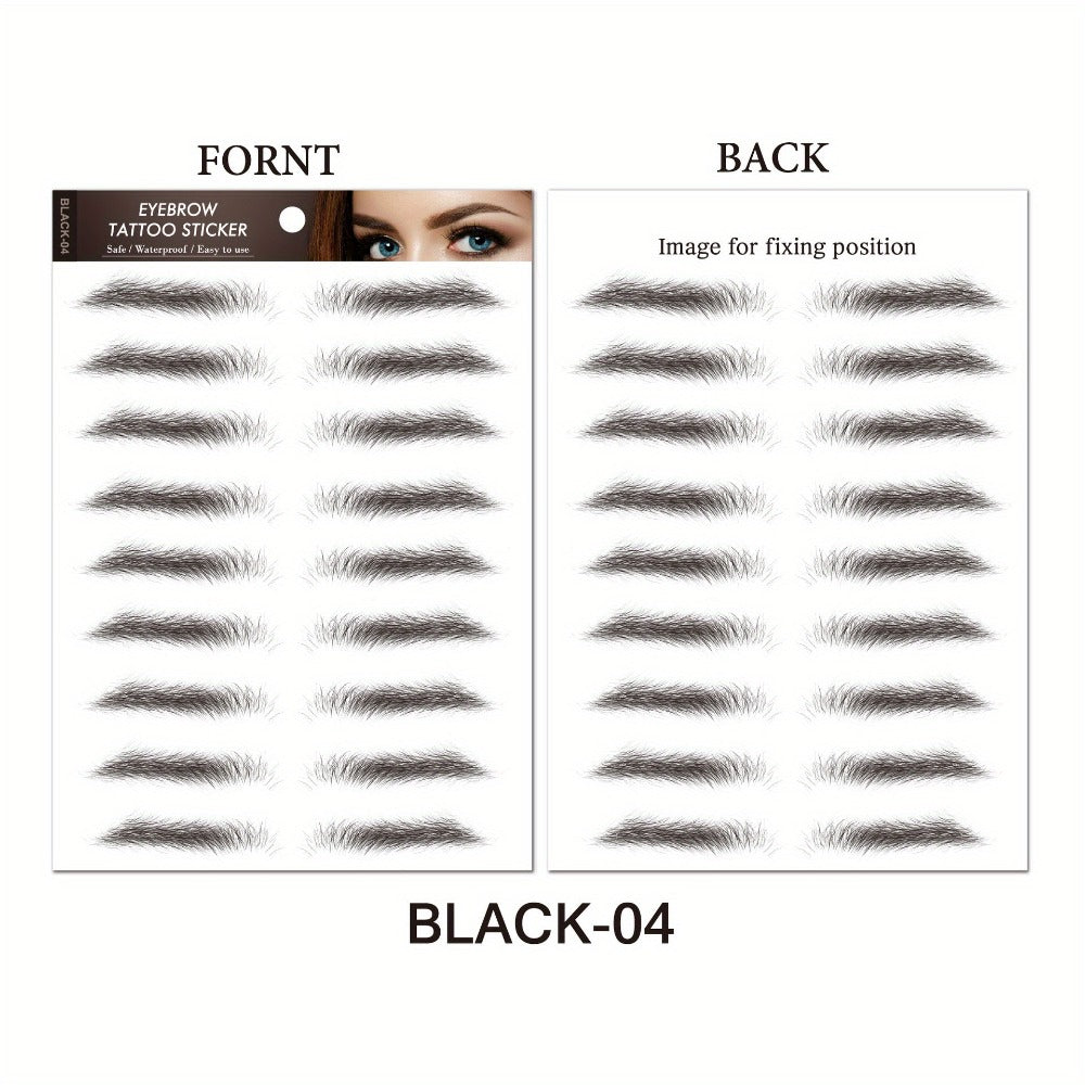 6D Eyebrow Tattoo Stickers Waterproof 8 Pcs for Women Girls, for Temporary Body Art, Festivals and Costumes