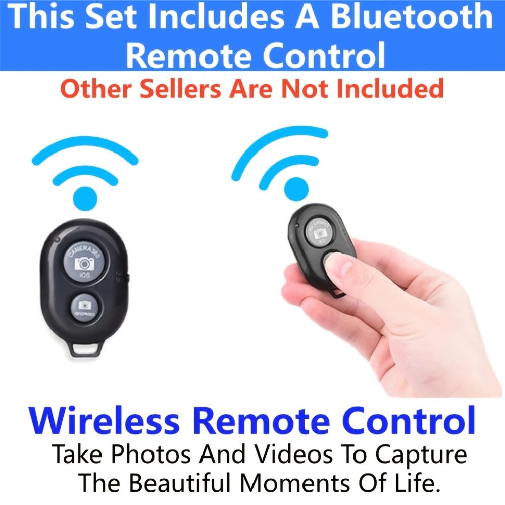 All-in-One Content Creator Kit with LED Ring Light Microphone Folding Tripod & Bluetooth Remote