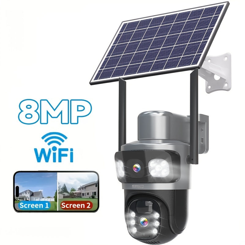 Security Camera Solar 4MP-Labelled Model with 8X Digital Zoom, PIR Detection, Color Night Vision and Three Options