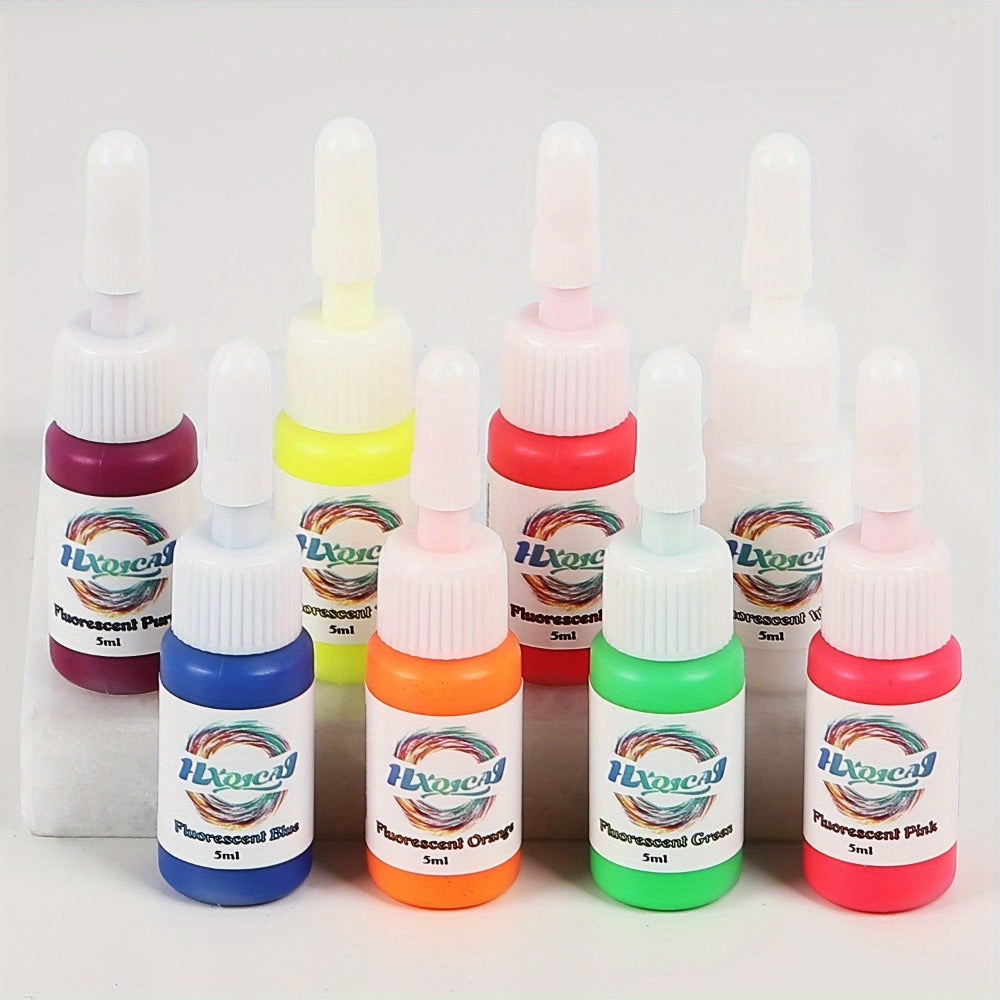 Tattoo Ink 8-Color UV Fluorescent Set with 5ml Bottles and Full Neon Color Range with Item-Specific Color, Capacity and Bottle Choices