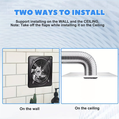 Exhaust Fan 8 Inch Wall Mount Ventilation Fan, 40W Pure Copper Motor, Backdraft Damper, Metal Fume Extractor with Switch for Kitchen