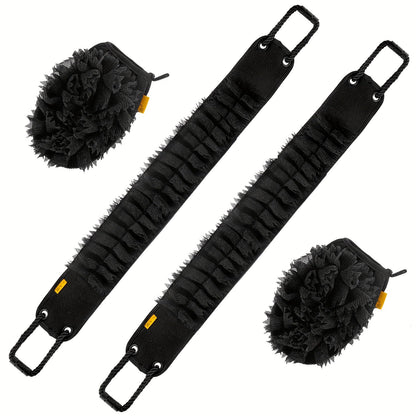 Exfoliating Back Scrubber Set with Bath Glove – 36" Dual-Sided Body Scrub Towel, Non-Slip Handles