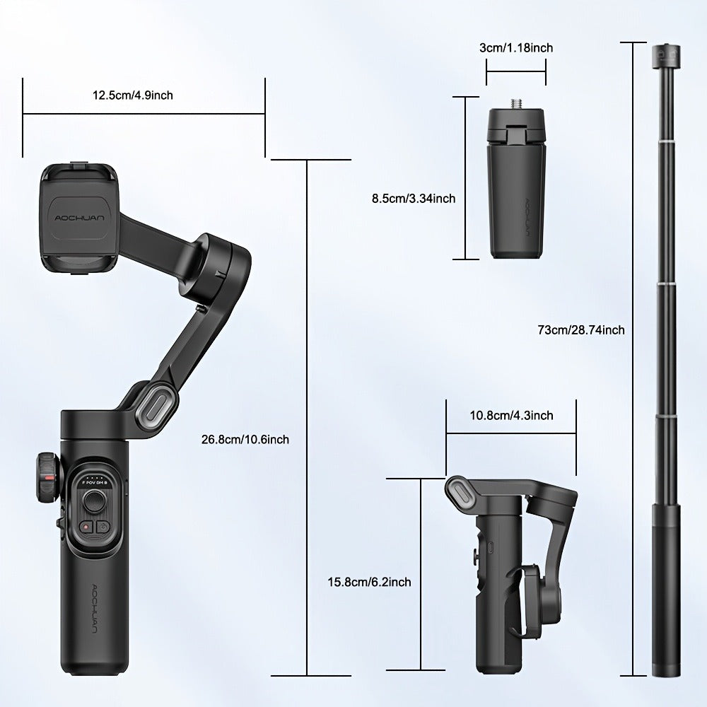 3-Axis Gimbal Stabilizer for Smartphone iPhone Samsung Android Ultra Foldable Portable Vlogging for an Everyday Personal Care Routine