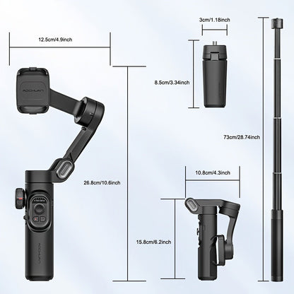 3-Axis Gimbal Stabilizer for Smartphone iPhone Samsung Android Ultra Foldable Portable Vlogging for an Everyday Personal Care Routine