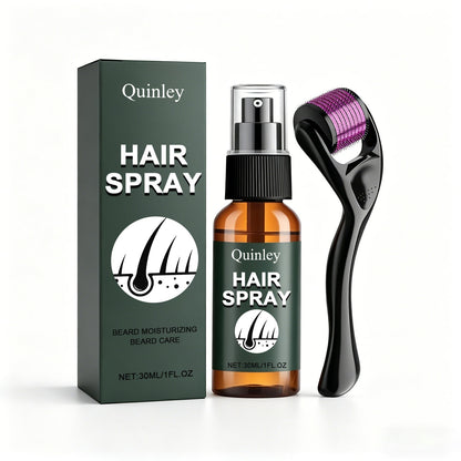 Beard Growth Spray Kit for Men 30ml Ginseng Ginger Extract Beard Moisturizer with 0.25mm Microneedle Derma Roller for Fuller Thicker