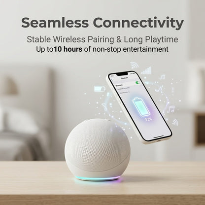 Portable Bluetooth Speaker Spherical Model with RGB, TWS, Subwoofer, 360° and Included Base
