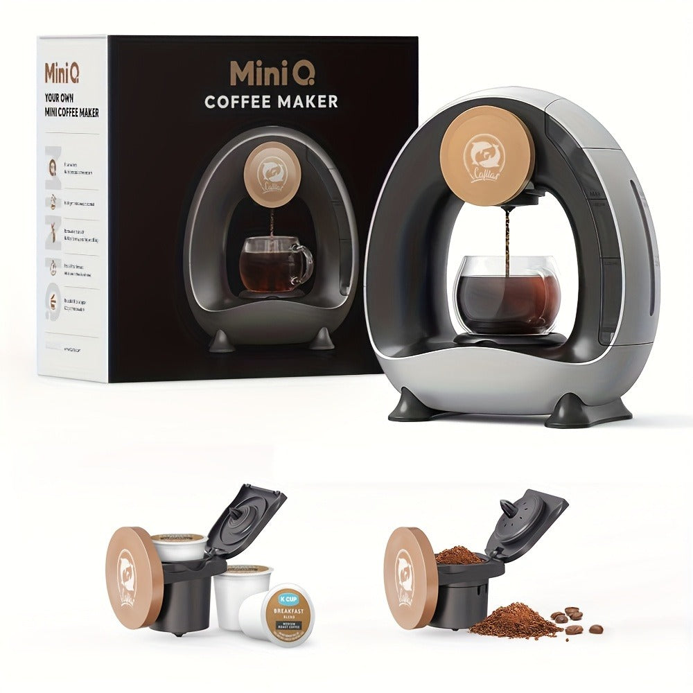 Single Serve Coffee Maker 2-in-1 K-Cup Compatible and Coffee Grounds - Mini Drip Coffee for Entryways, Bedrooms and Living Spaces