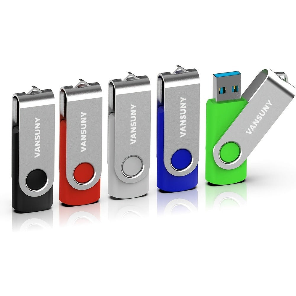 USB Flash Drive KOOTION Five-Pack USB 2.0 Swivel Memory Sticks in Five Colors with 4GB to 64GB Options