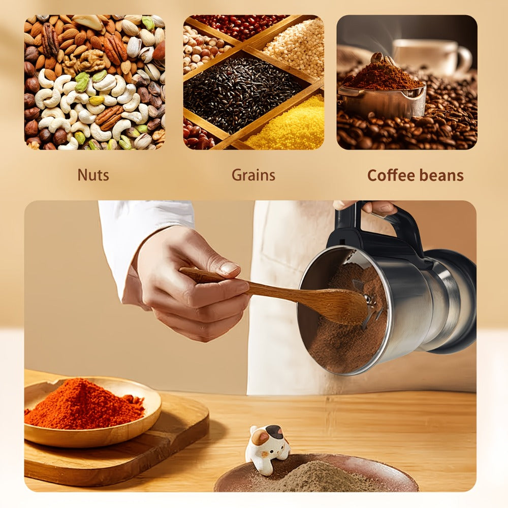 Electric Coffee Grinder 300W 25000RPM, 8-Blade Stainless Steel Spice & Grain Mill for Coffee Beans