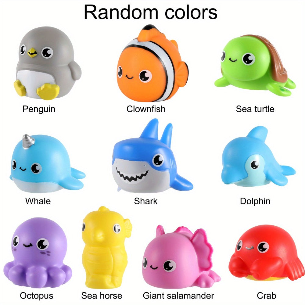 Sea Animal Light Up Bath Toys for Babies & Toddlers, 6/10 Pcs Color-Changing Floating Bathtub Toys
