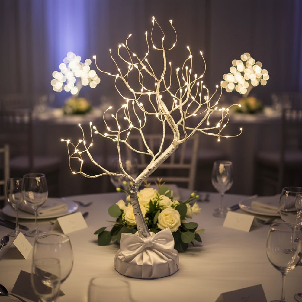 LED Bonsai Tree Light Tabletop Fairy Tree Lamp 108 LEDs 8 Lighting Modes Timer 20 Inch White for Entryways, Bedrooms and Living Spaces
