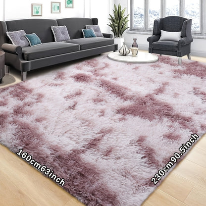 Tie Dye Plush Area Rug – Ultra Soft Thick Fluffy Durable Carpet for Living Room & Bedroom | Easy Care Portable Sofa & Coffee Table Floor Mat