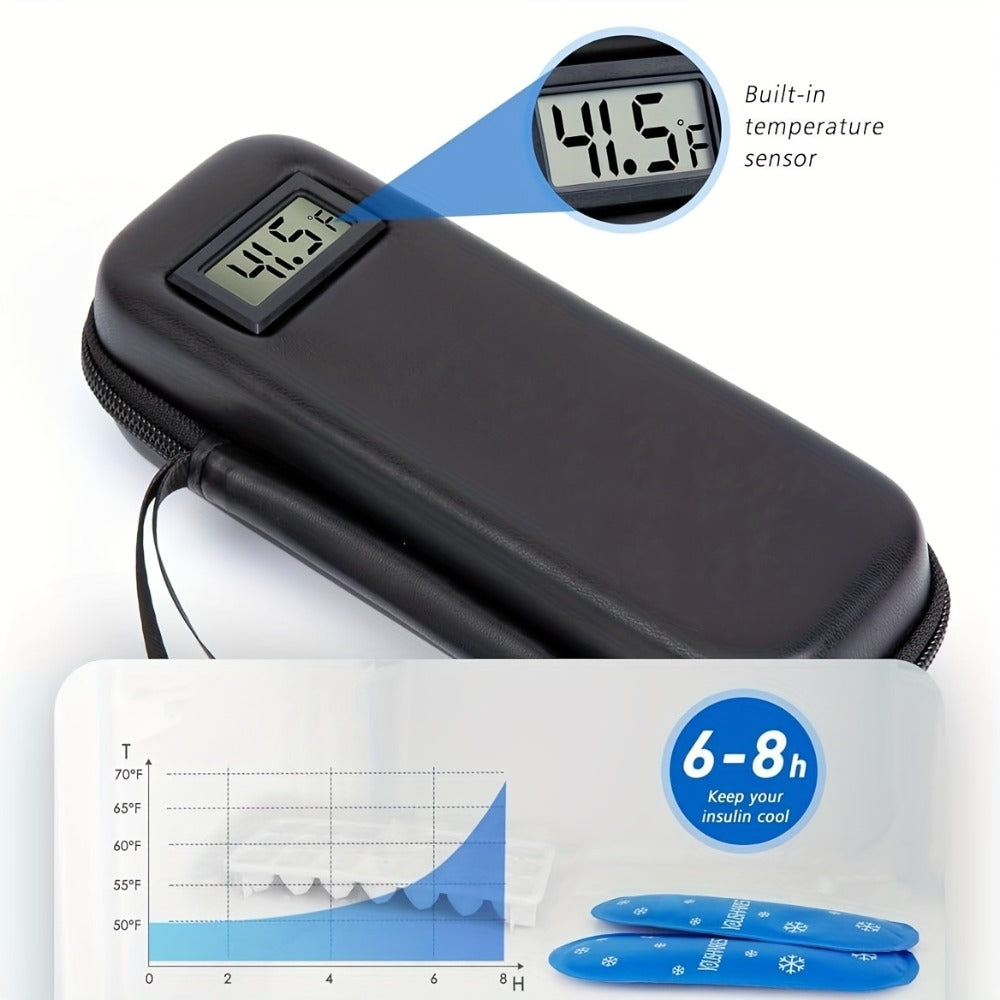 Insulin Cooler Travel Case with Temperature Display, Portable Diabetic Medication Bag with 2 TSA Approved Ice Packs for Insulin Pens