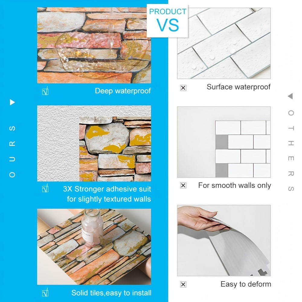 Marble Floor & Wall Decals 40-Pack Self-Adhesive Waterproof Removable Vinyl Sheets – Luxury Marble Pattern Tile Stickers for Bathroom