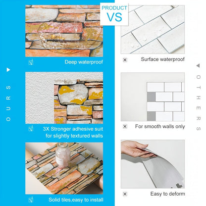 Marble Floor & Wall Decals 40-Pack Self-Adhesive Waterproof Removable Vinyl Sheets – Luxury Marble Pattern Tile Stickers for Bathroom