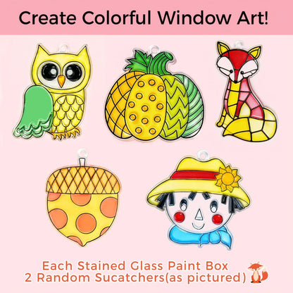 Stained Glass Painting Kit 12 Colors Acrylic Paint Set with 3 Brushes, Window Glass Paint for Wine Glasses Ceramic Mugs