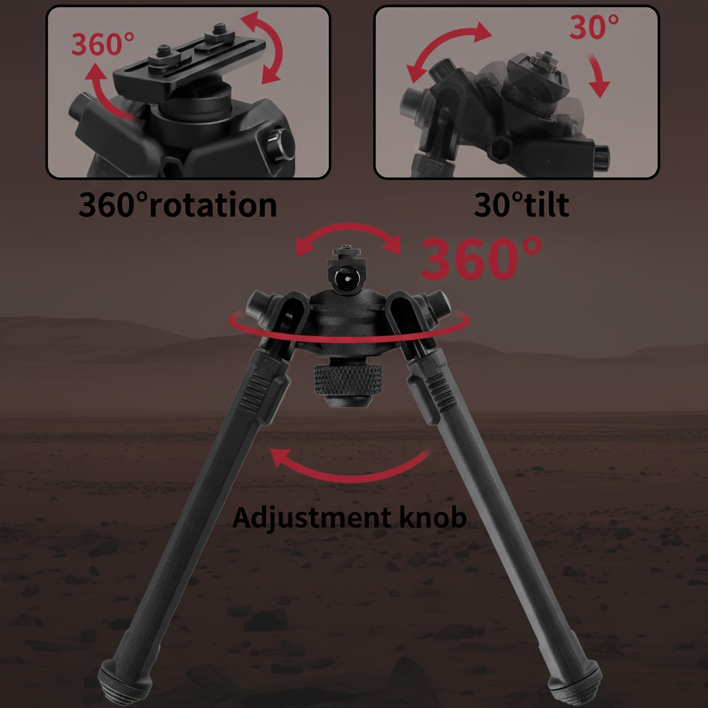 M-LOK Bipod Lightweight Aluminum Alloy Foldable Adjustable Rifle Bipod for Hunting Shooting AR15 M4 Tactical Rifle Non-Slip Rubber Feet