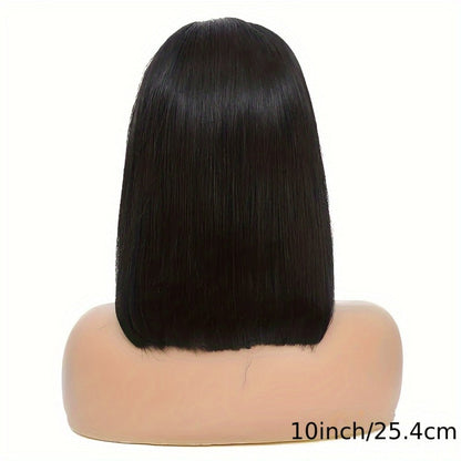 Lace Front Bob Wig Human Hair T Part 13x4 Pre-Plucked 180% Density Straight Side Part Natural, for Home, Travel and Salon Hair Styling