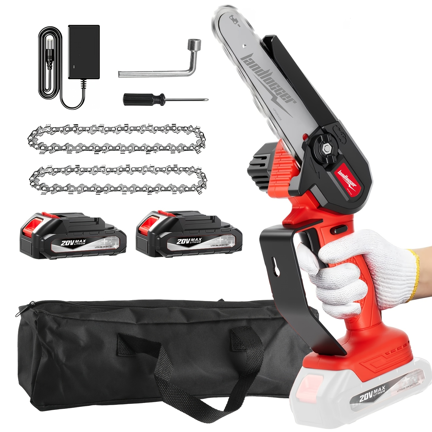 Mini Chainsaw Cordless 4 & 6 Inch Electric - Upgraded Portable Battery Chainsaw with Safety Lock