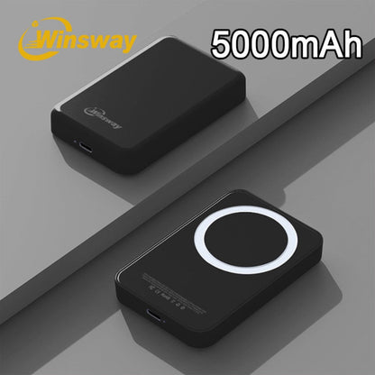 Power Bank Magnetic 5000mAh Mini with Wireless Charging, PD, QC3.0 and Eight Colors for Travel