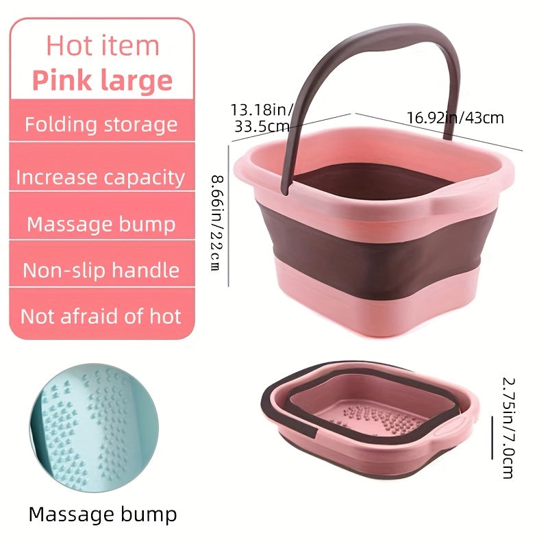 Foldable Foot Bath Tub Collapsible Foot Soak Basin 3.96 Gallon with Carry Handle Portable Pedicure Soaking Tub Space-Saving Easy Clean
