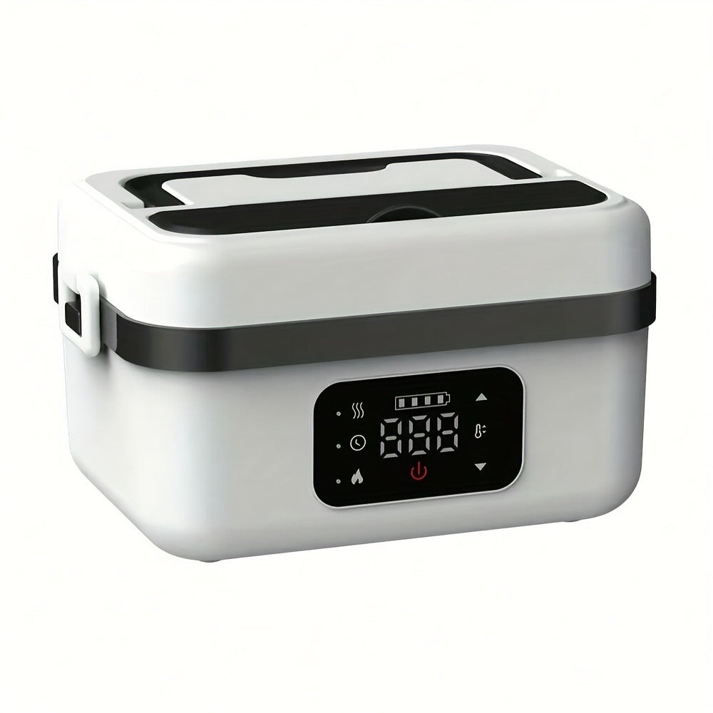 Heated Lunch Box, 8000mAh Battery-Powered 60W Food Warmer with 1L Stainless Steel Inner Container